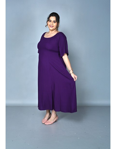 Classic Noir Flare Maxi Dress Purpal