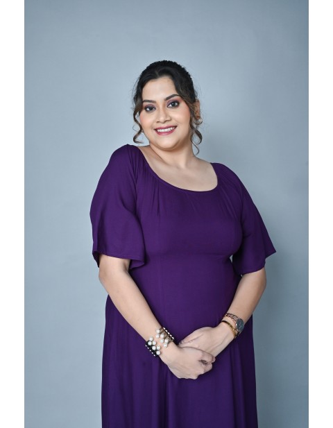 Classic Noir Flare Maxi Dress Purpal