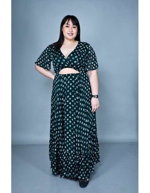 Emerald Dusk Cut-Out Maxi Dress