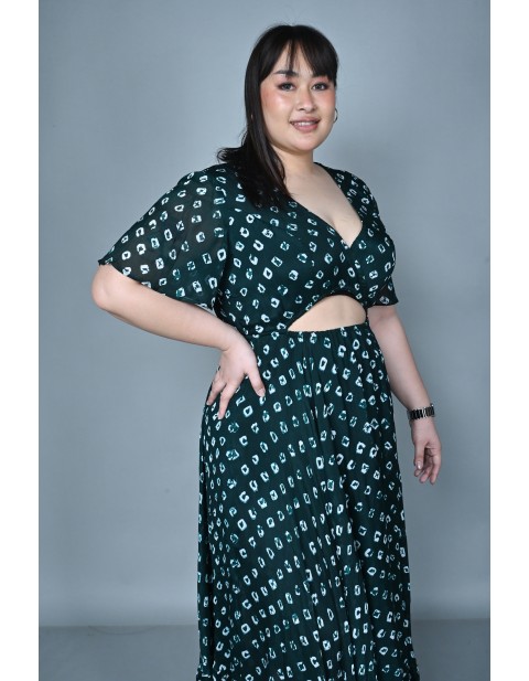 Emerald Dusk Cut-Out Maxi Dress