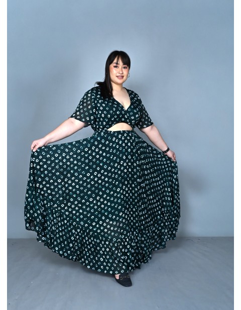Emerald Dusk Cut-Out Maxi Dress