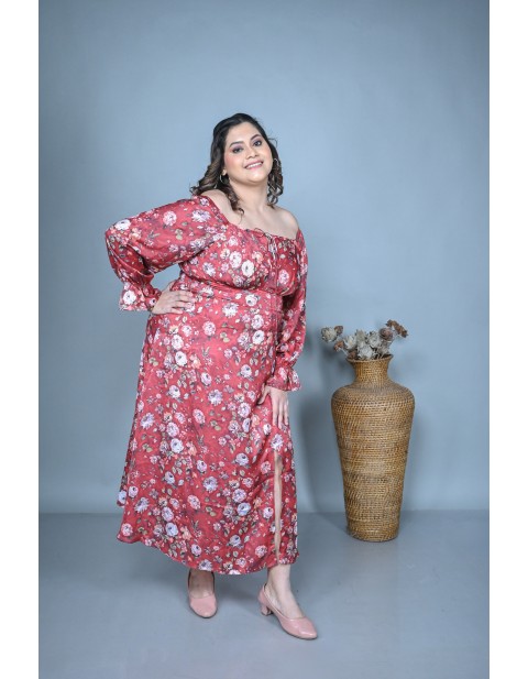 Rosewood Off-Shoulder Floral Midi Dress