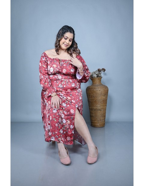 Rosewood Off-Shoulder Floral Midi Dress
