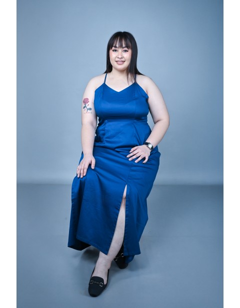 Sapphire Front Slit Strappy Maxi Dress