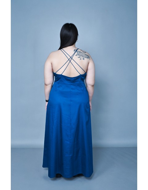 Sapphire Front Slit Strappy Maxi Dress