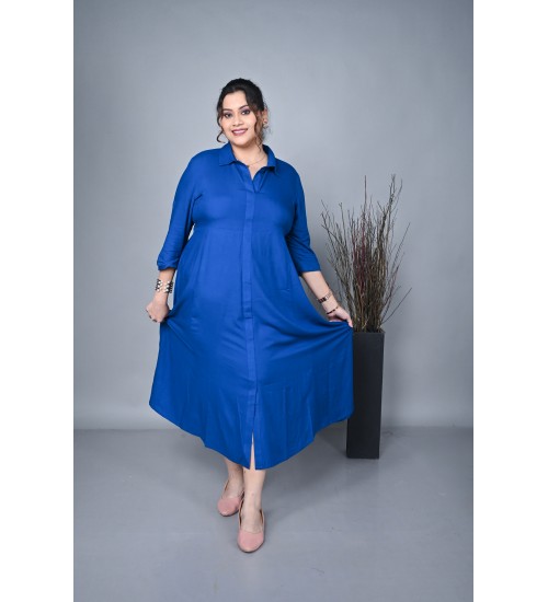 Azure Eleegance Shirt Maxi Dress Blue