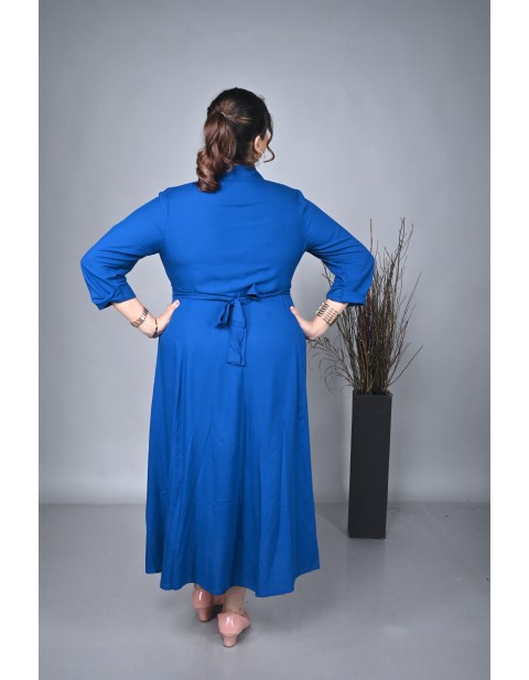 Azure Eleegance Shirt Maxi Dress Blue