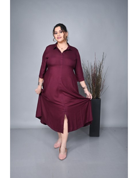 Azure Eleegance Shirt Maxi Dress Brown
