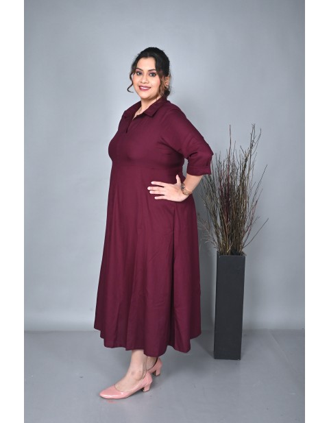 Azure Eleegance Shirt Maxi Dress Brown