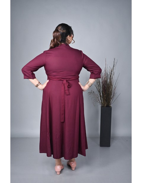 Azure Eleegance Shirt Maxi Dress Brown