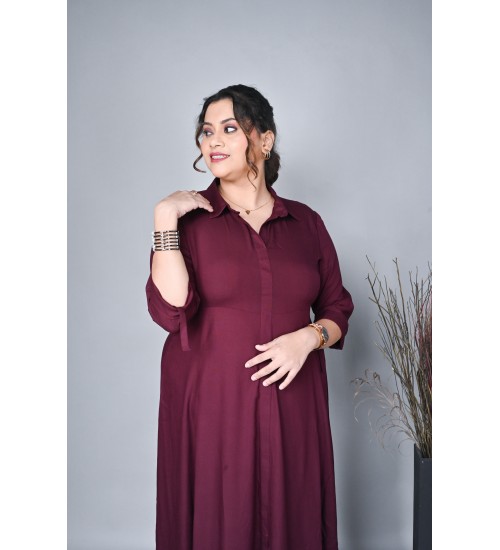 Azure Eleegance Shirt Maxi Dress Brown
